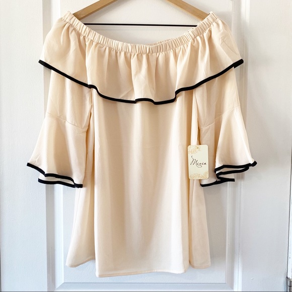NWT MISIA peach off the shoulder blouse - Picture 3 of 7